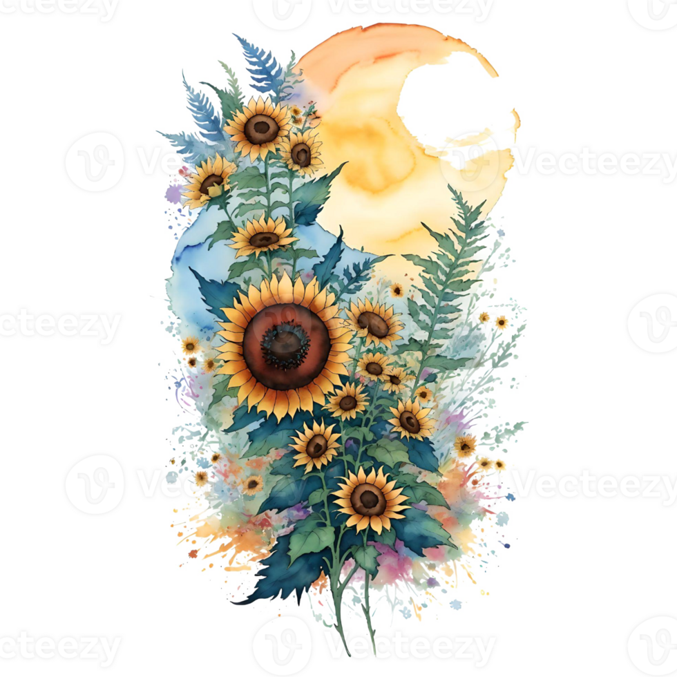 Sunflower Sublimation PNG Design, Generative AI