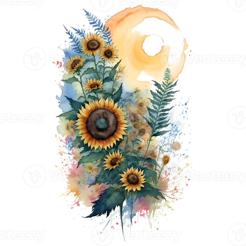 Sunflower Sublimation PNG Design, Generative AI