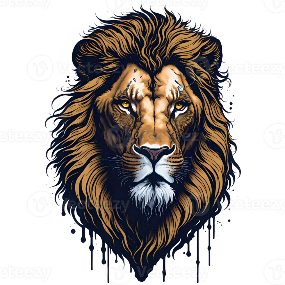 Vintage Lion Head PNG Design, Generative AI