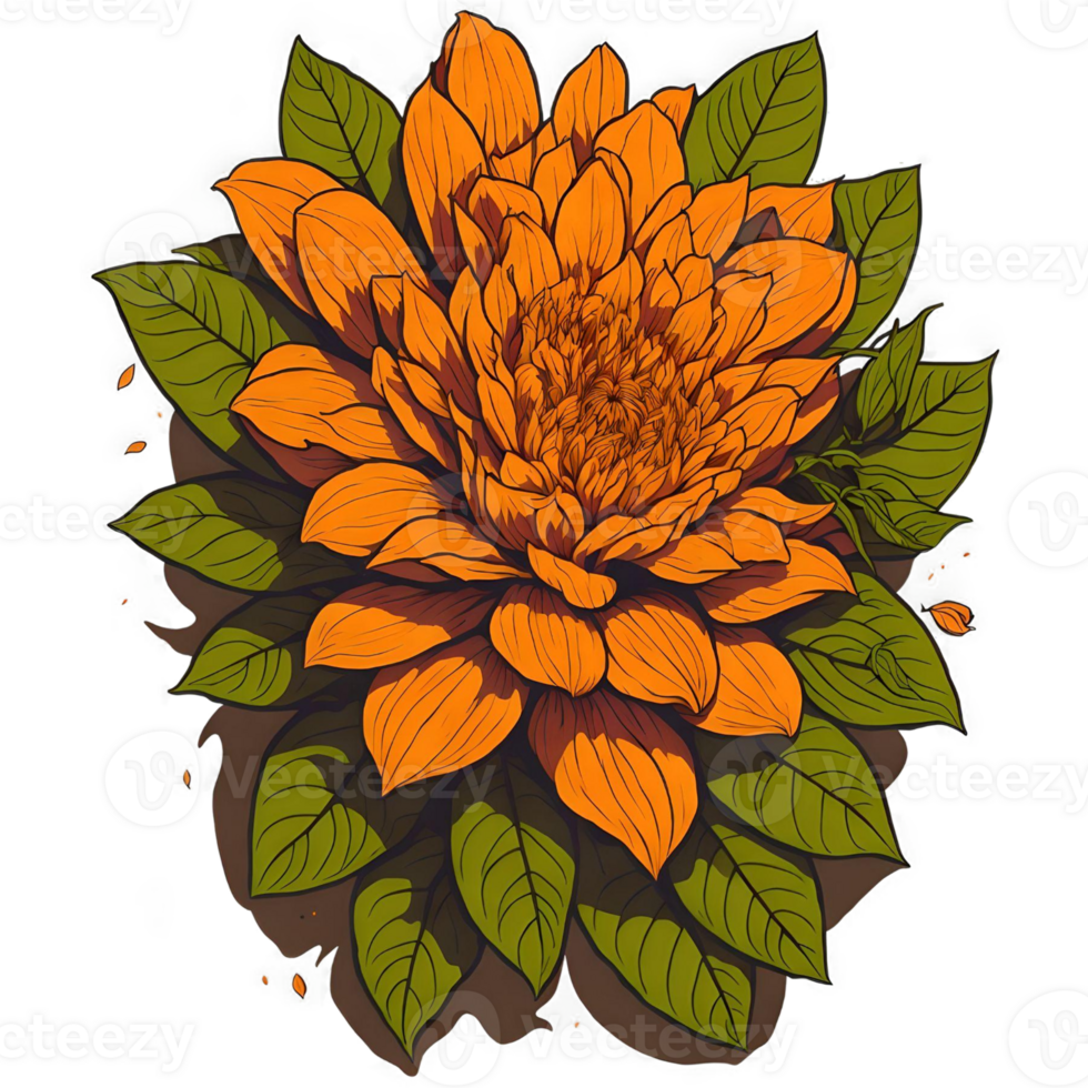 Aquarell schön Orange Jasmin Blume png Design, generativ ai