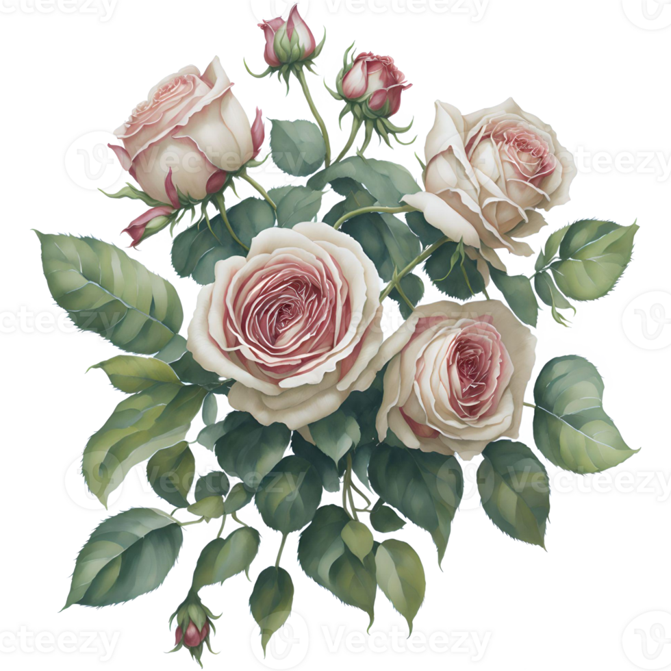 Watercolor Beautiful Rose PNG Design, Generative AI