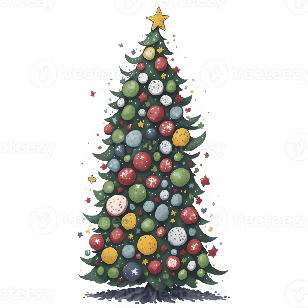 Watercolor Christmas Tree PNG Design, Generative AI
