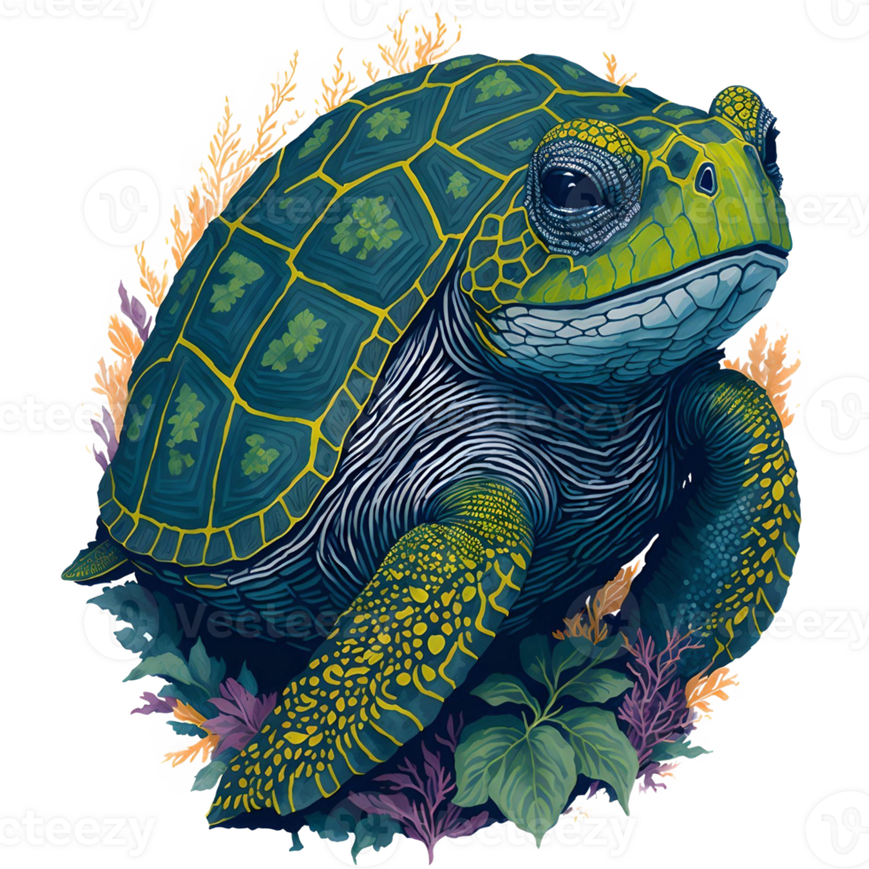 Watercolor Cute Turtle PNG Design, Generative AI