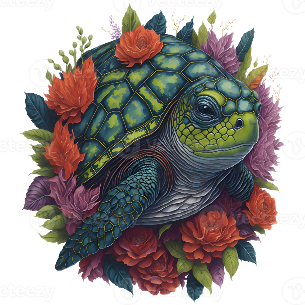 Watercolor Cute Turtle PNG Design, Generative AI
