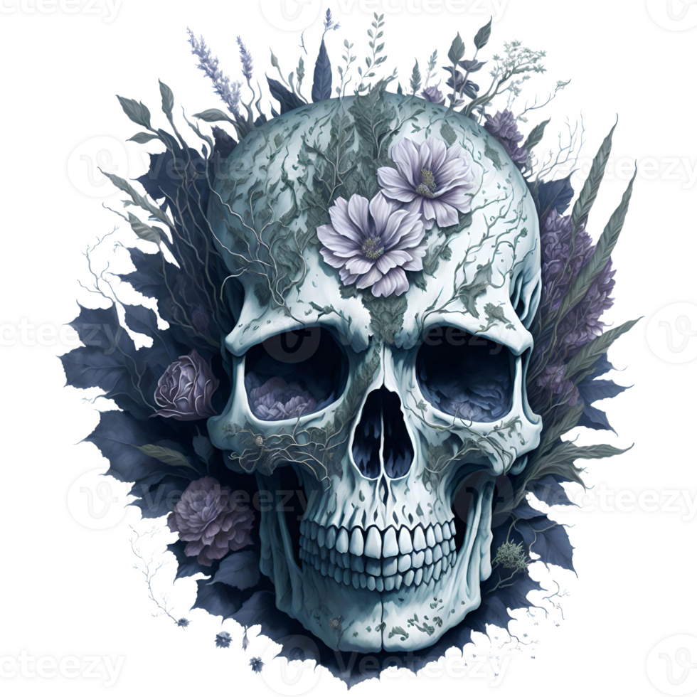 Watercolor Dead Skull PNG Design, Generative AI