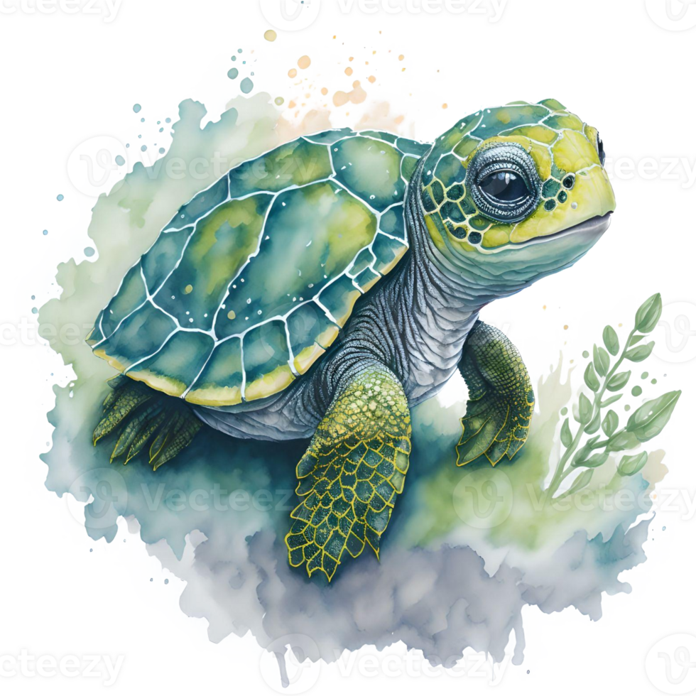 aquarelle illustration bébé tortue png conception, générateur ai