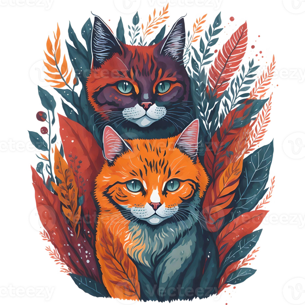 acuarela ilustración gato cara png diseño