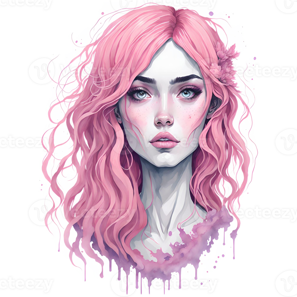 Watercolor Illustration Pink Girl PNG Design, Generative AI 27248772 PNG