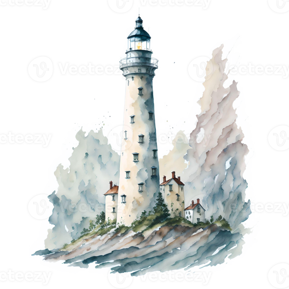 Watercolor lighthouse PNG Design, Generarative AI