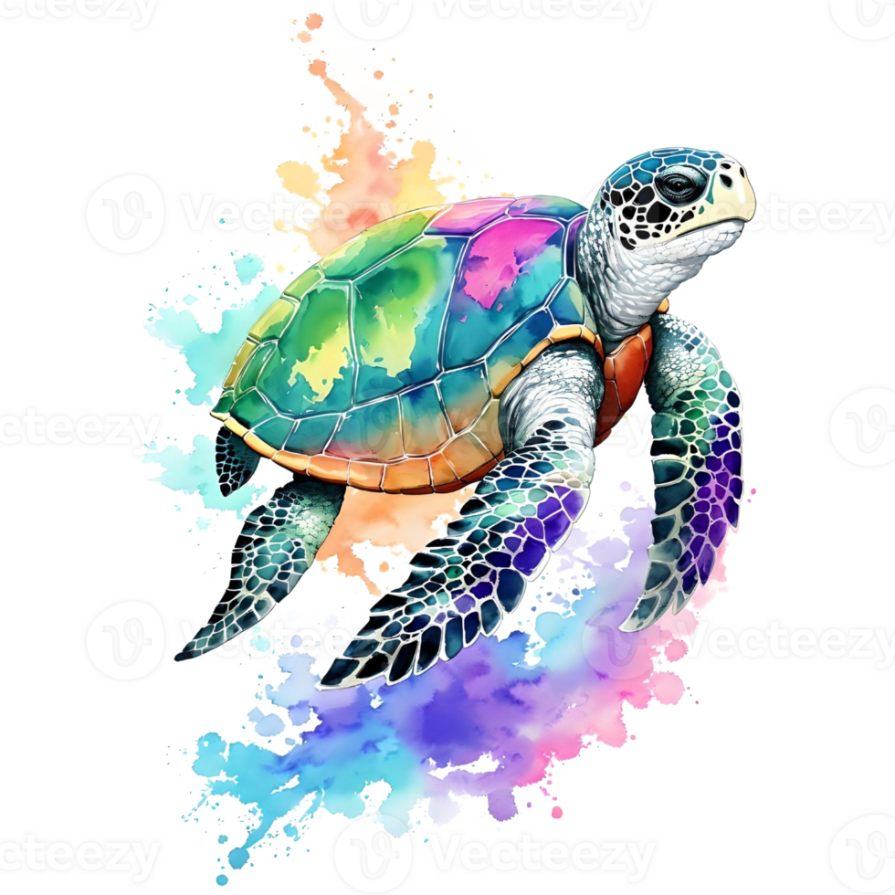 Watercolor Sea Turtle PNG Design, Generative AI