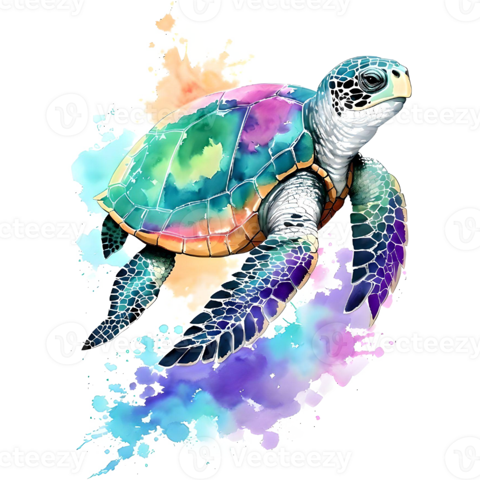 aquarelle mer tortue png conception, génératif ai