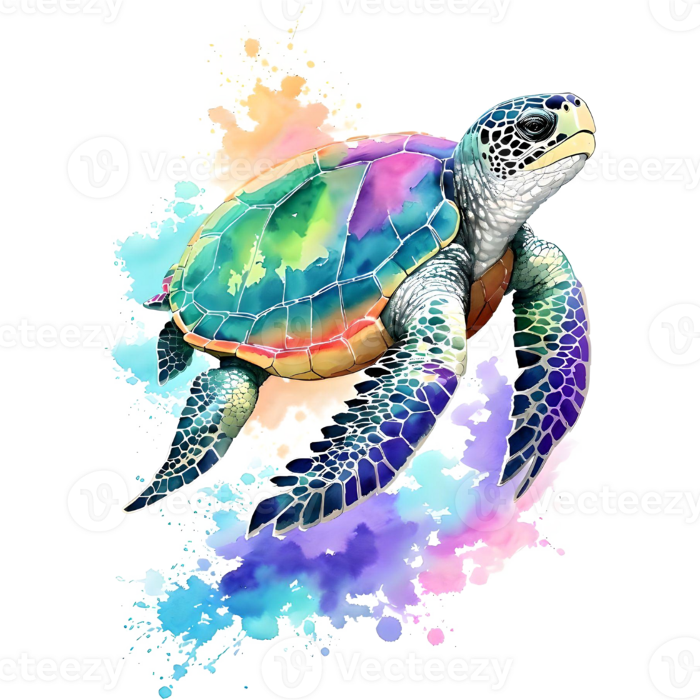 Watercolor Sea Turtle PNG Design, Generative AI