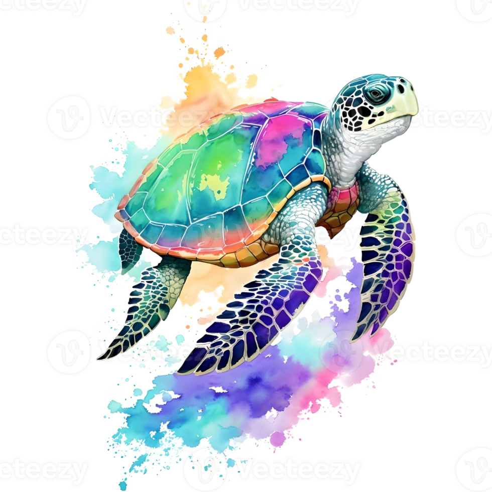 Watercolor Sea Turtle PNG Design, Generative AI