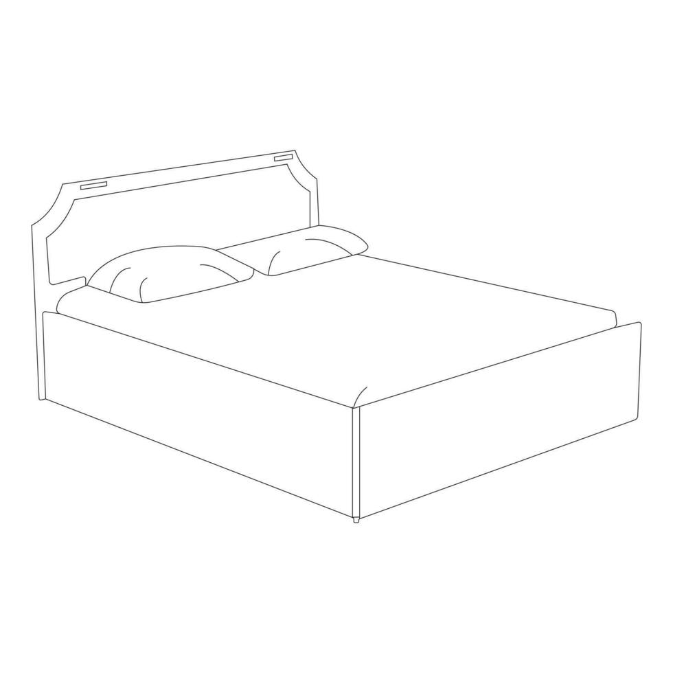 Double bed vector icon.Cartoon Home Furniture Bed