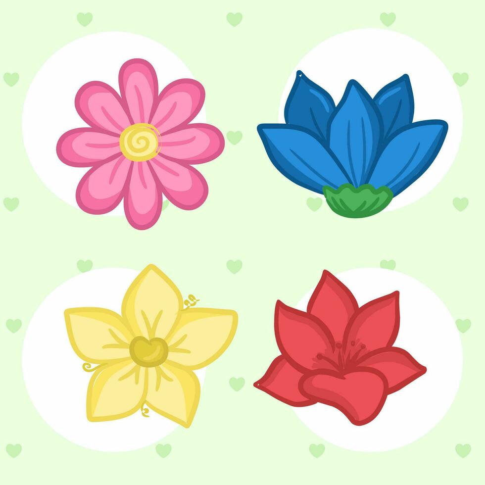Set of four colored colorful flower vector