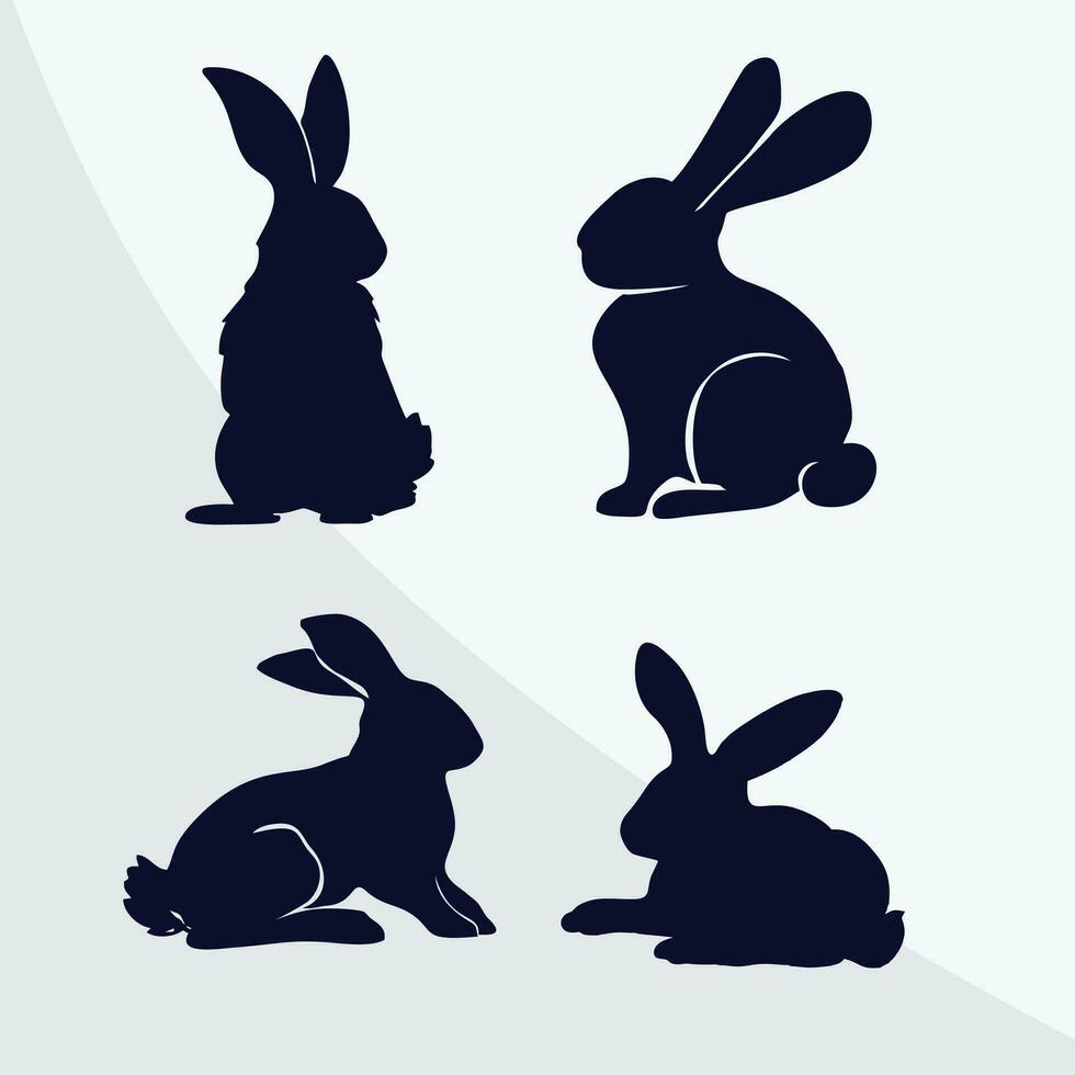 Vector drawing of a set of rabbits silhouette