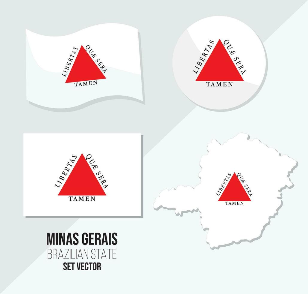 Minas Gerais Brazil state vector set Flag symbol map and circle flag.