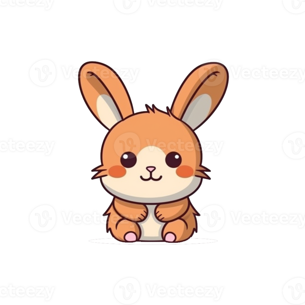 Rabbit Natural with a Kawaii face cute cartoon, Ai generate png