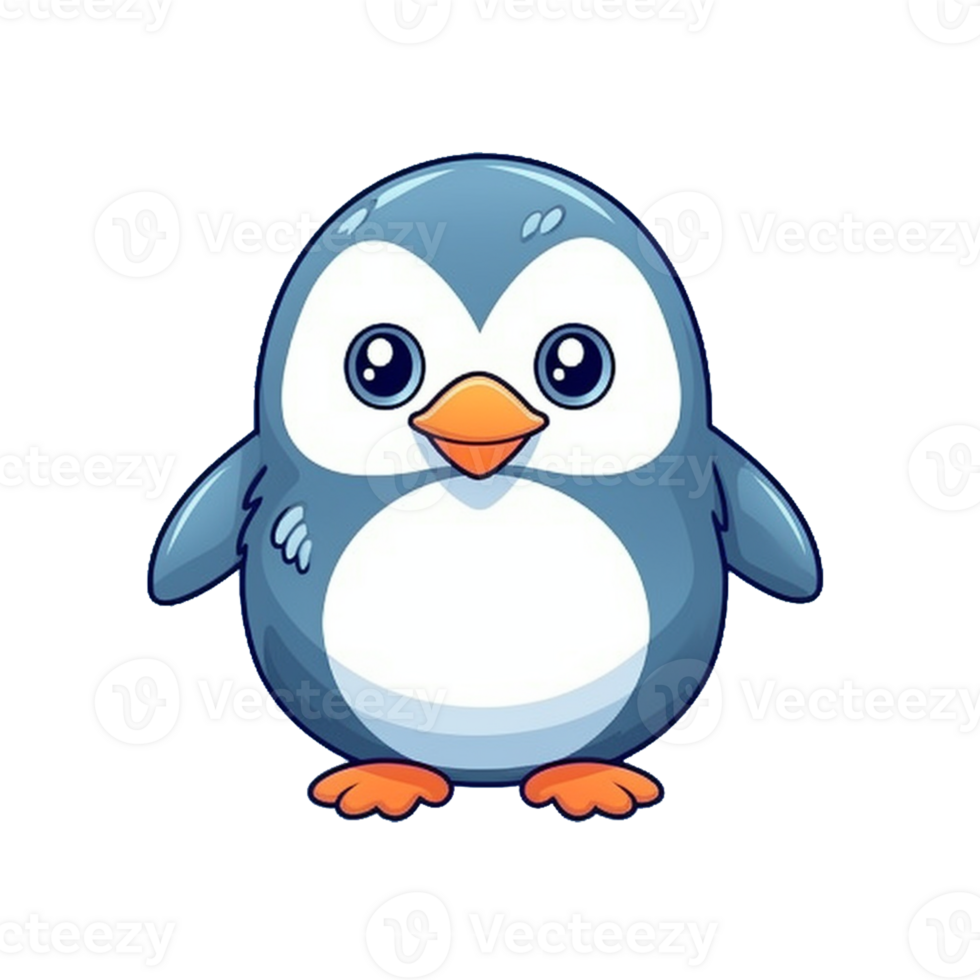 Penguin Natural with a Kawaii face cute cartoon, Ai generate png