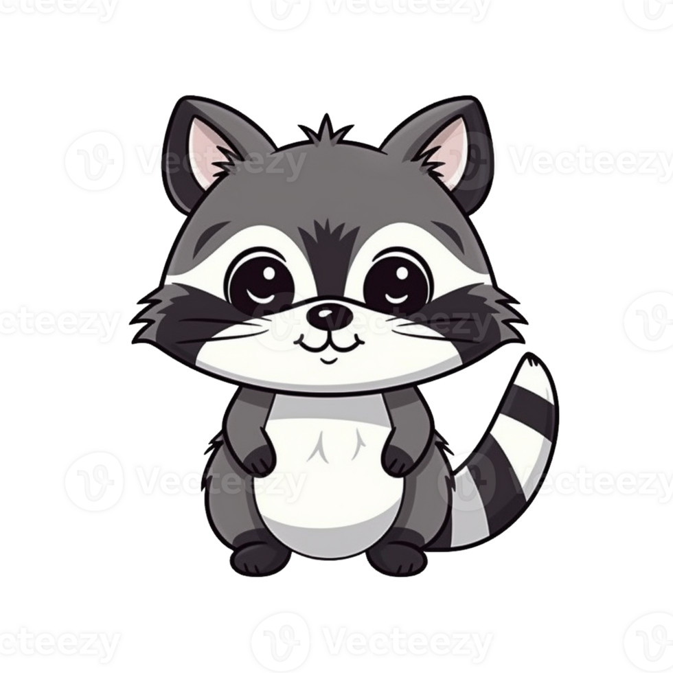Raccoon Natural with a Kawaii face cute cartoon, Ai generate png