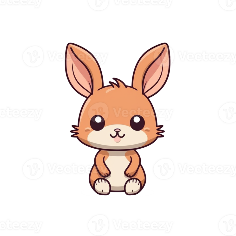 Rabbit Natural with a Kawaii face cute cartoon, Ai generate png
