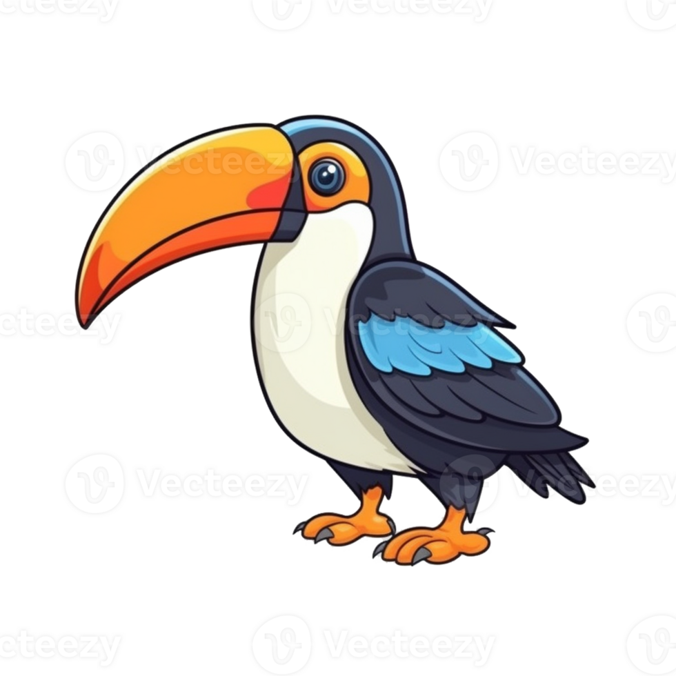Toucan Natural with a Kawaii face cute cartoon, Ai generate png