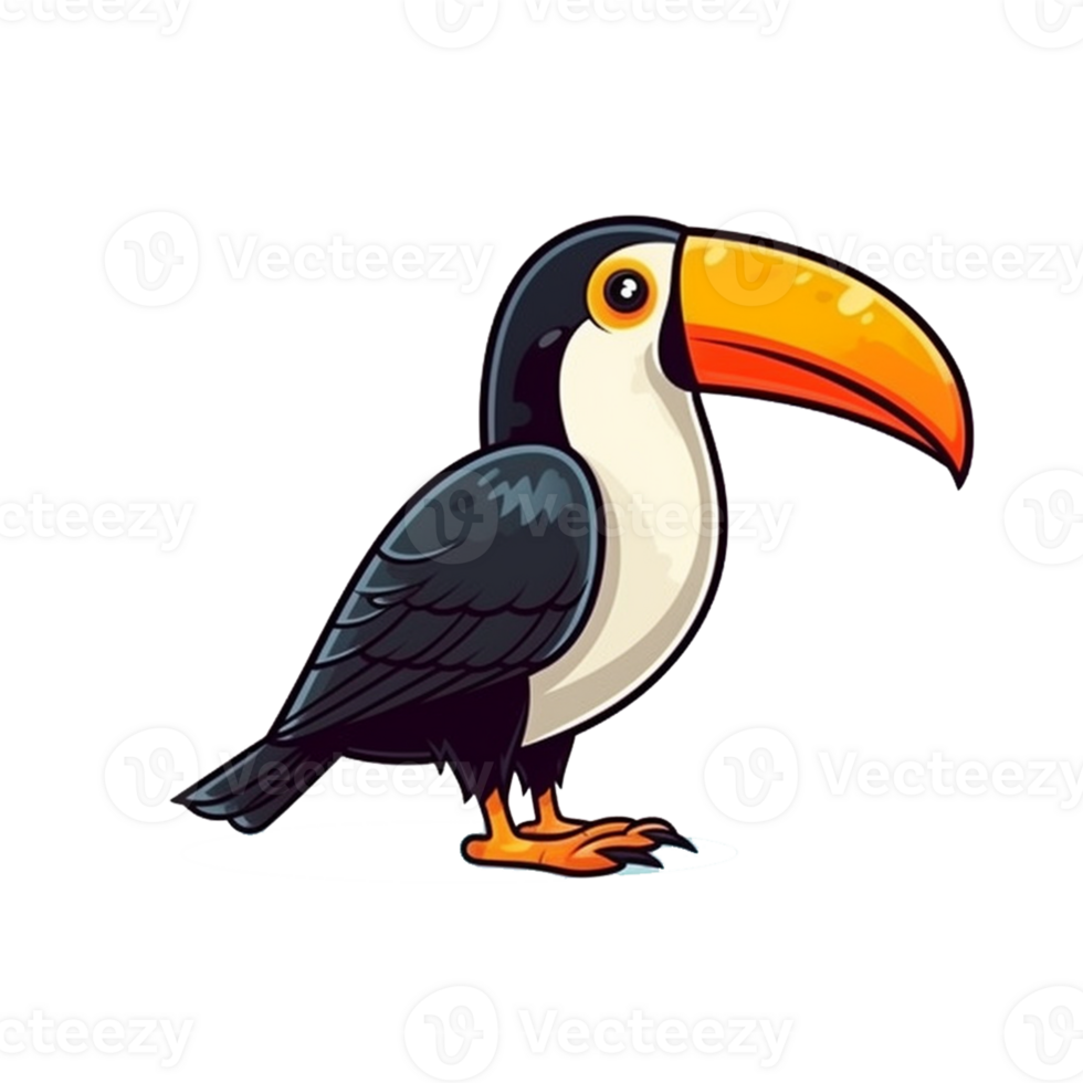 Toucan Natural with a Kawaii face cute cartoon, Ai generate png