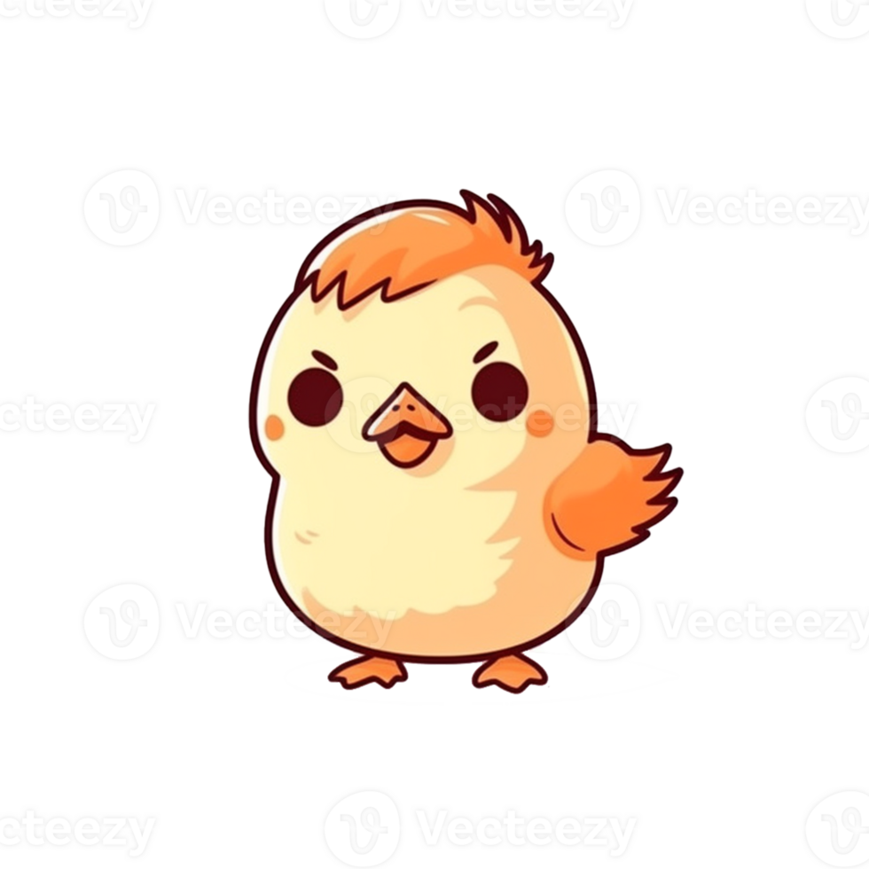 Chicken Natural with a Kawaii face cute cartoon, Ai generate png