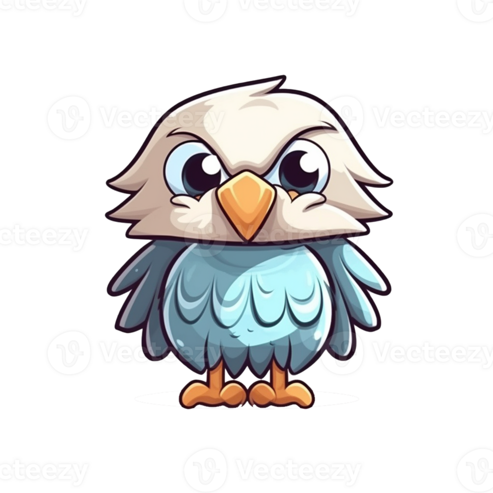 Eagle Natural with a Kawaii face cute cartoon, Ai generate png