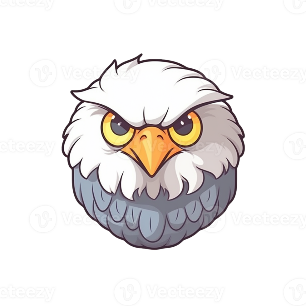 Eagle Natural with a Kawaii face cute cartoon, Ai generate png