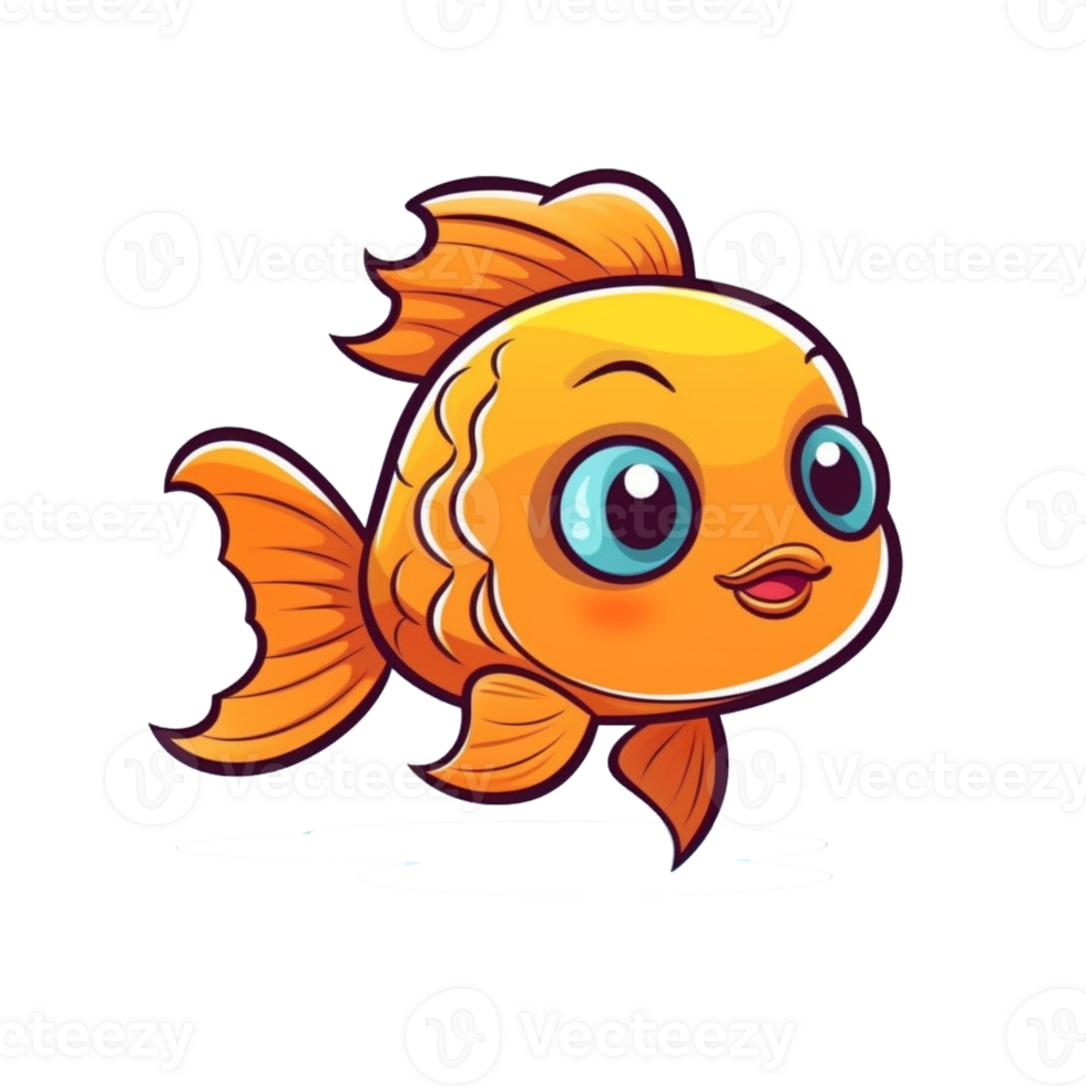 Fish Natural with a Kawaii face cute cartoon, Ai generate png