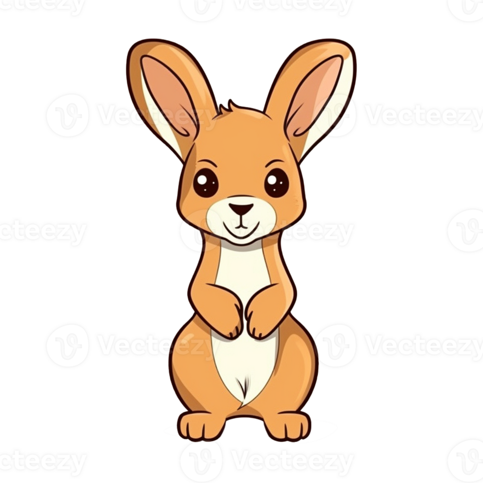Kangaroo Natural with a Kawaii face cute cartoon, Ai generate png