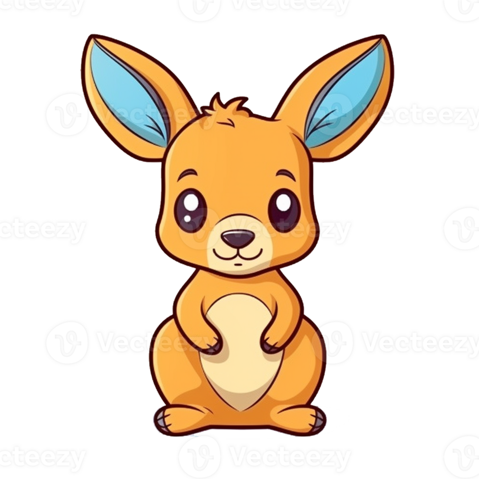 Kangaroo Natural with a Kawaii face cute cartoon, Ai generate png