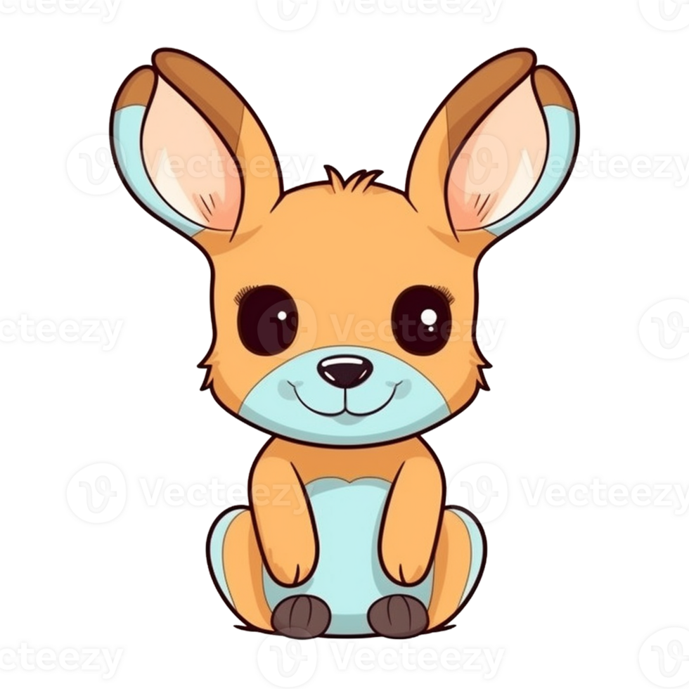 Kangaroo Natural with a Kawaii face cute cartoon, Ai generate png
