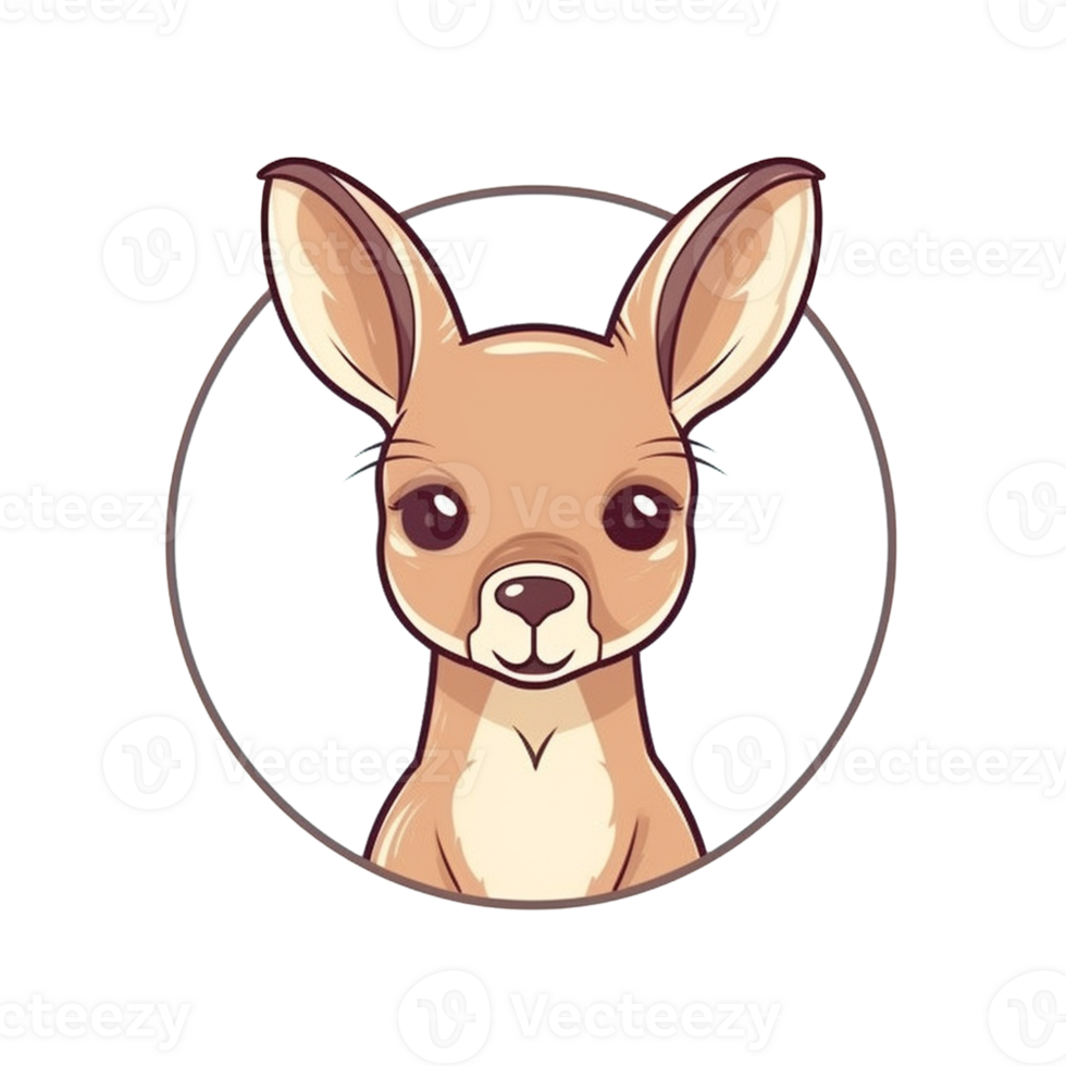 Kangaroo Natural with a Kawaii face cute cartoon, Ai generate png