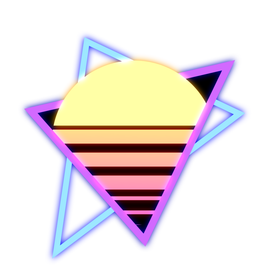 Abstract Elements Sun Neon Retrowave Style 80s-90s png