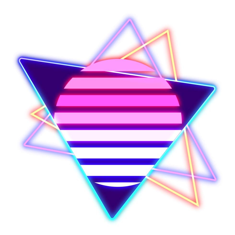 abstrakt Elemente Sonne Neon- Retrowave Stil 80er-90er png