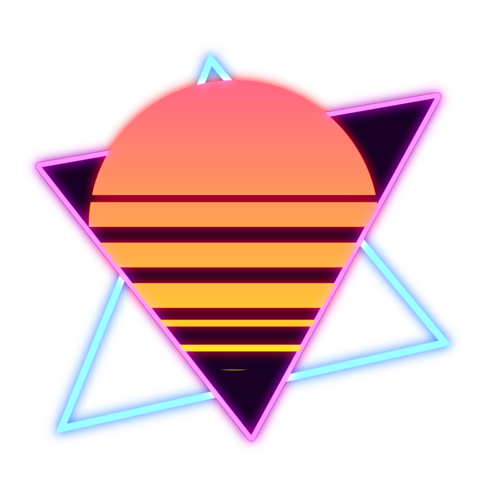 abstrakt Elemente Sonne Neon- Retrowave Stil 80er-90er png