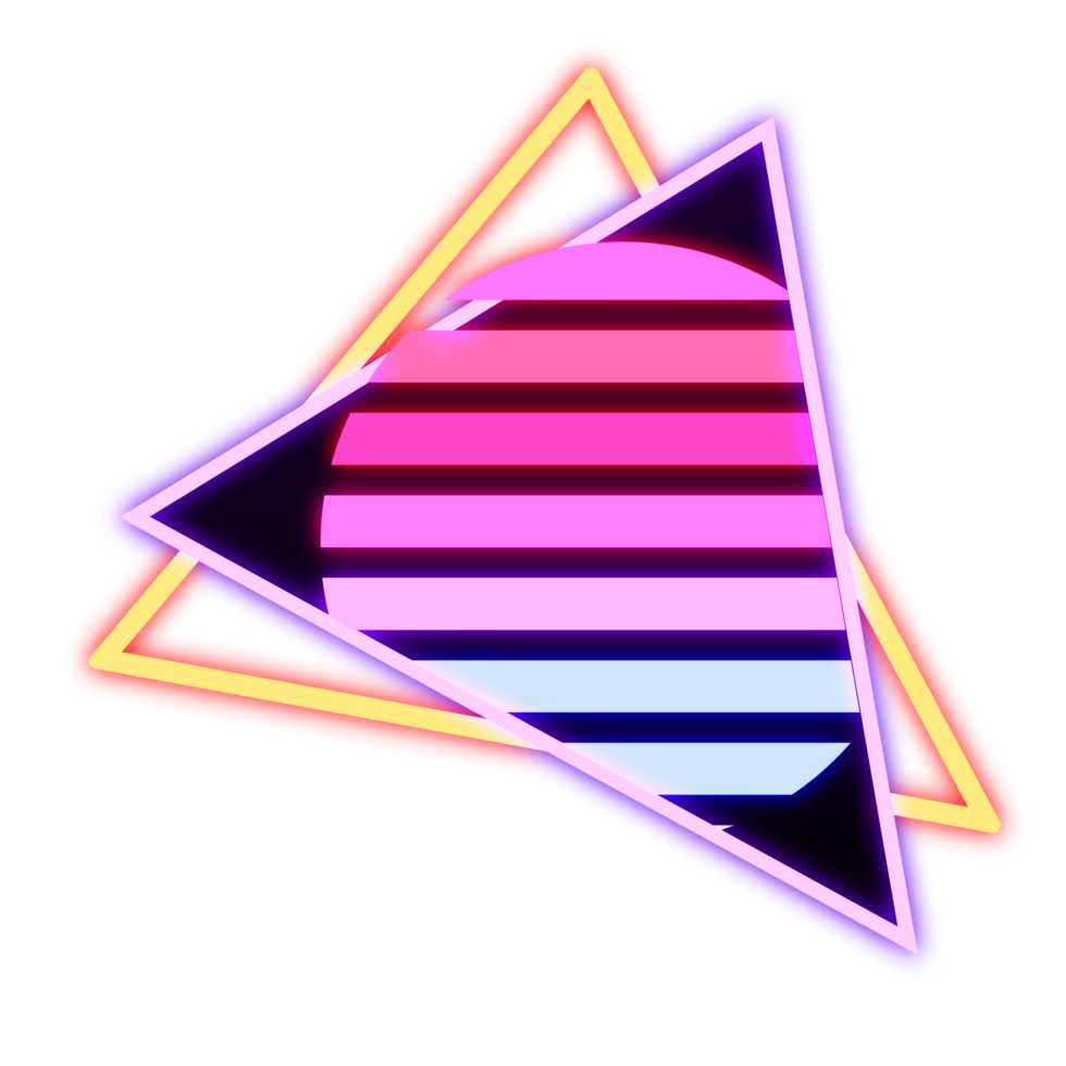 abstrait éléments Soleil néon retrowave style Années 80-90 png