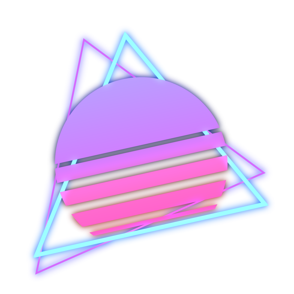 abstrakt Elemente Sonne Neon- Retrowave Stil 80er-90er png