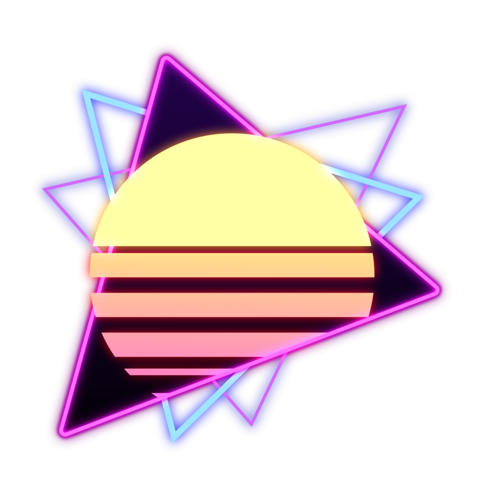 abstrato elementos Sol néon retrowave estilo anos 80-90 png