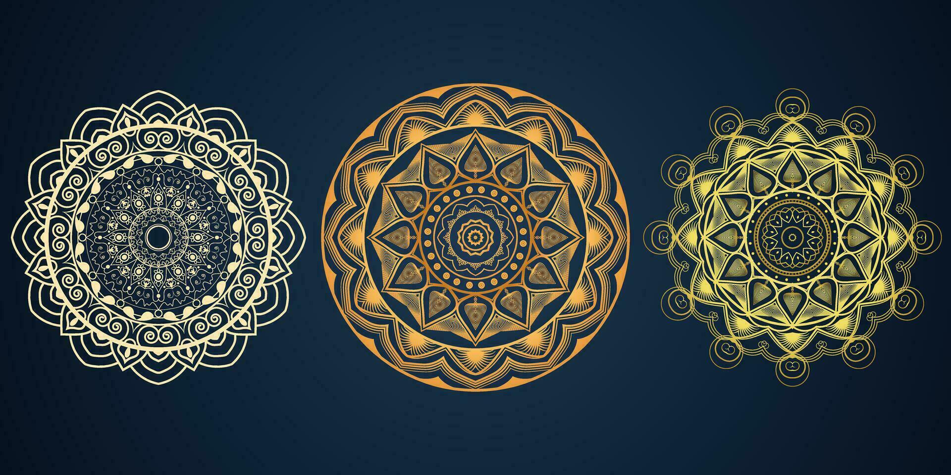 Set of Luxury Gold Mandala Round Ornament Pattern. Pro Vector