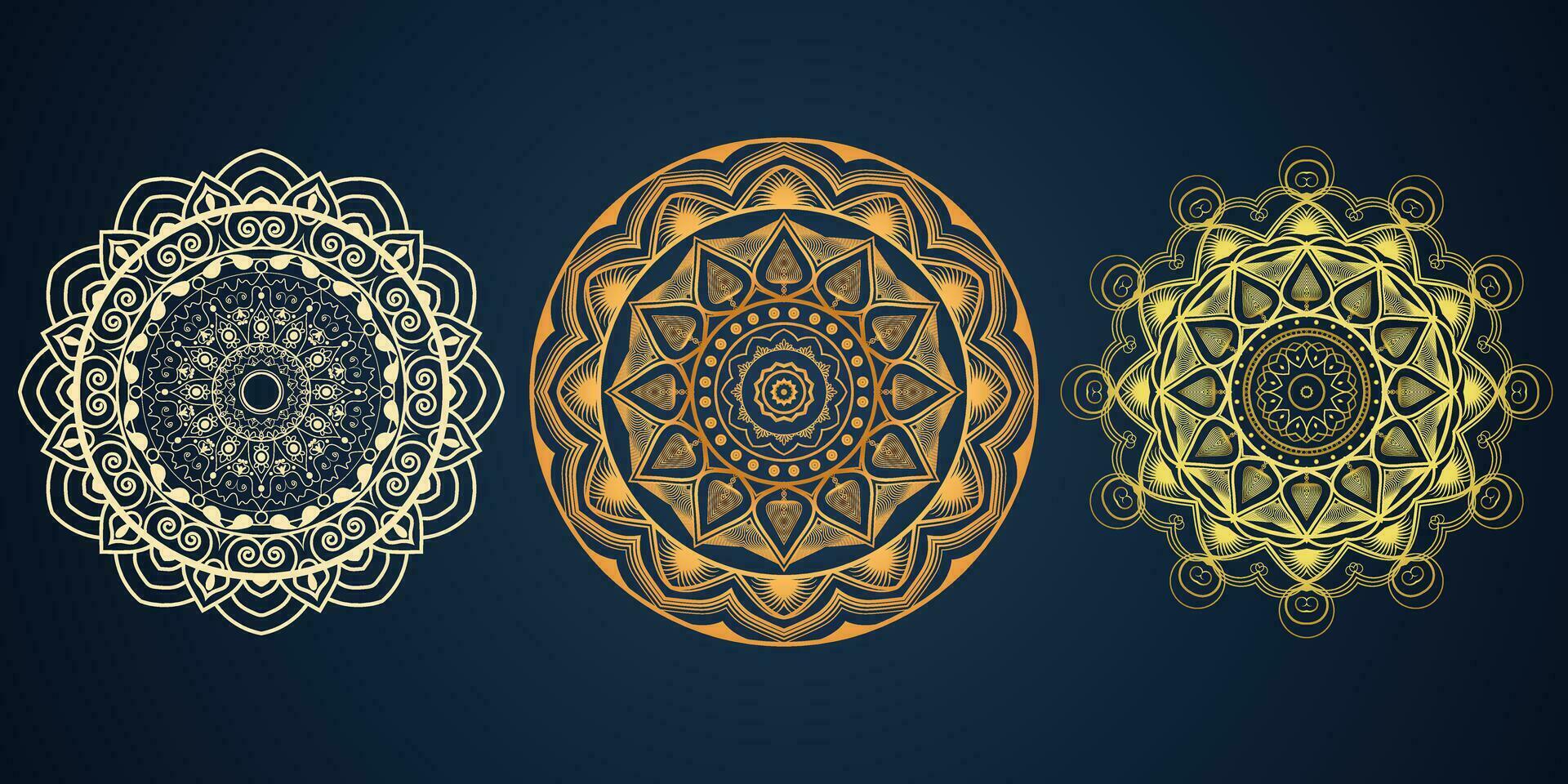 Set of Luxury Gold Mandala Round Ornament Pattern. Pro Vector