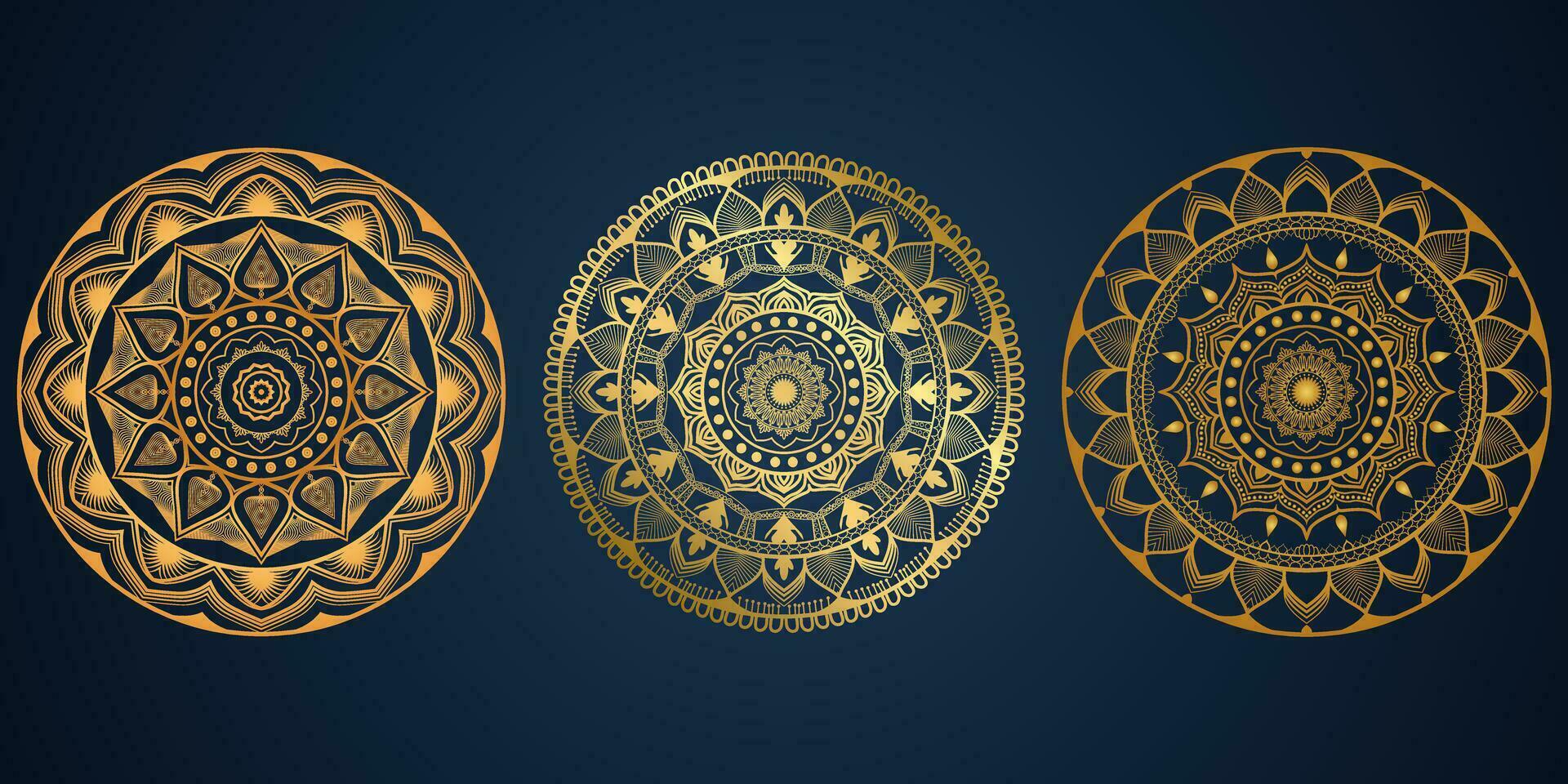 conjunto de lujo oro mandala redondo ornamento modelo. Pro vector