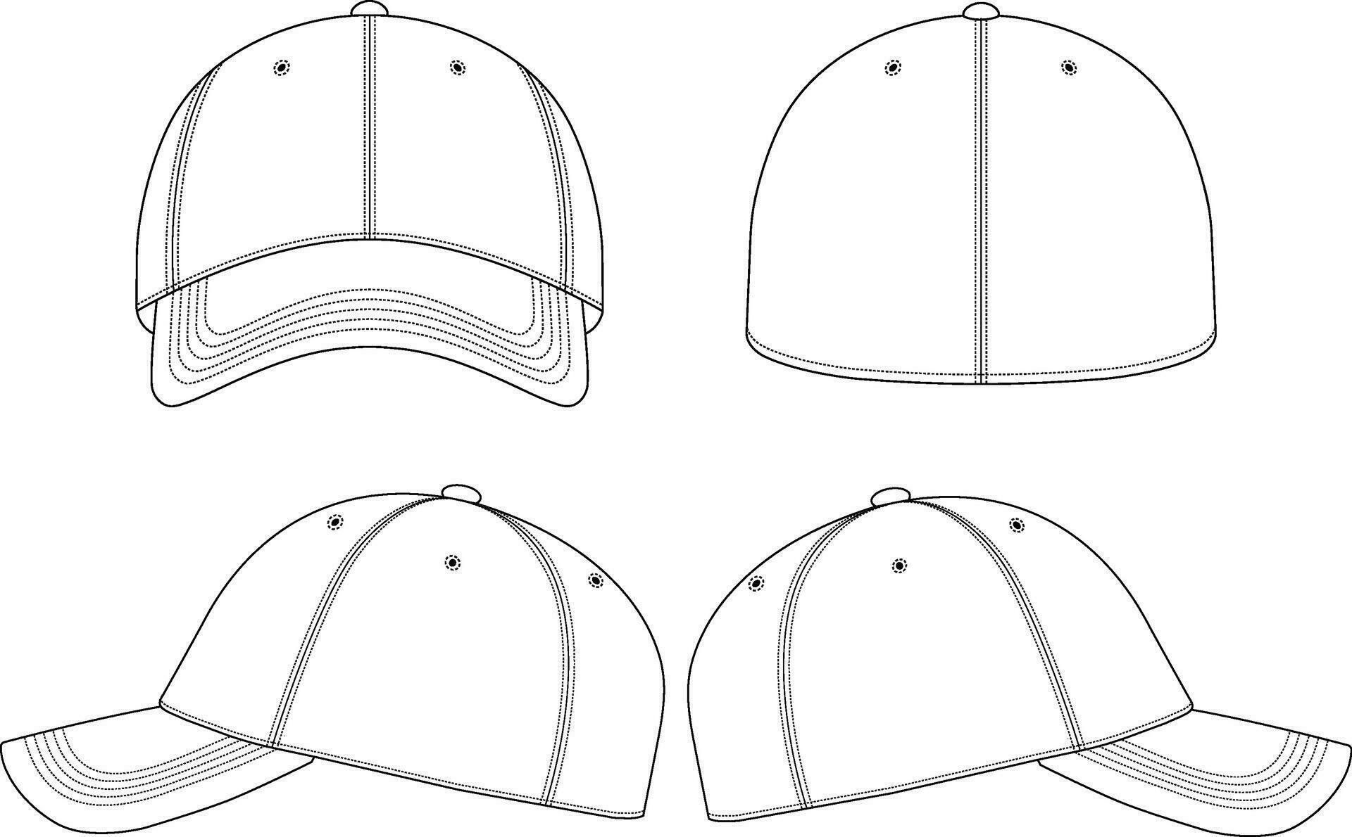 Blank Fitted Baseball Cap Template of front,back and side view 27249500