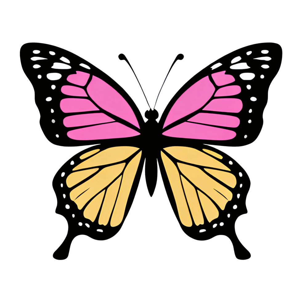 A vibrant color butterfly on a white background. AI- Generative png