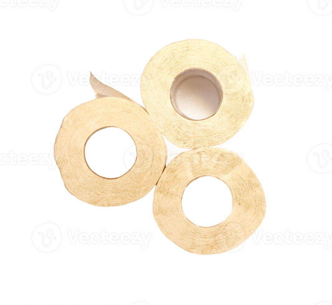 Top view,three rolls of toilet paper isolated on transparent background. png