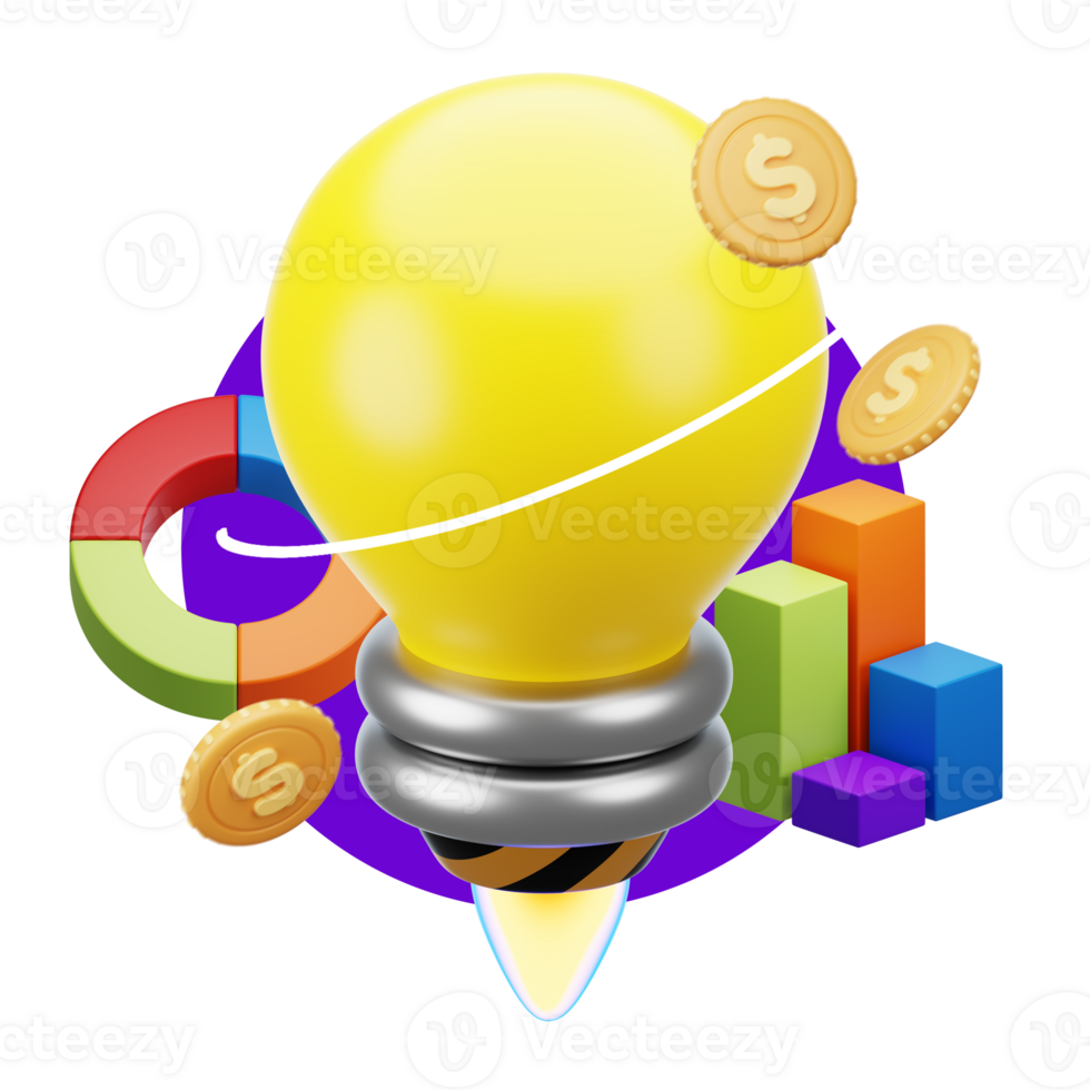 3D Chart with Business-related 3d elements. png