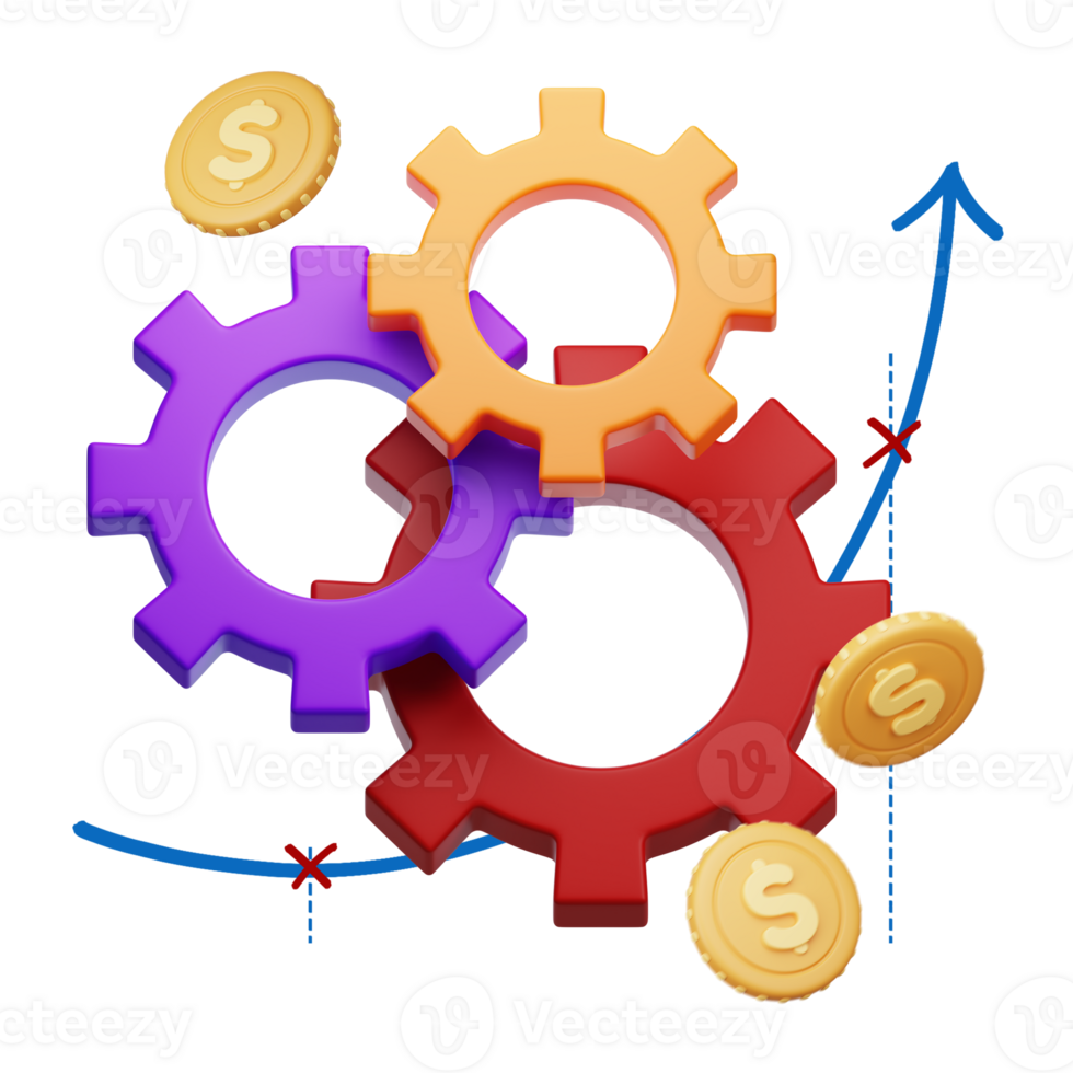 3D Chart with Business-related 3d elements. png