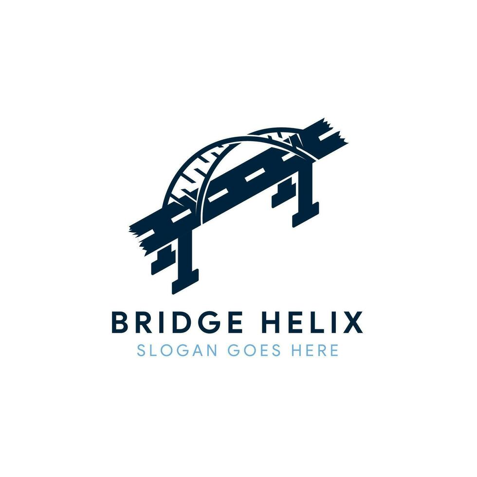 road bridge dna helix logo design template with blue color. isolated on white background vector